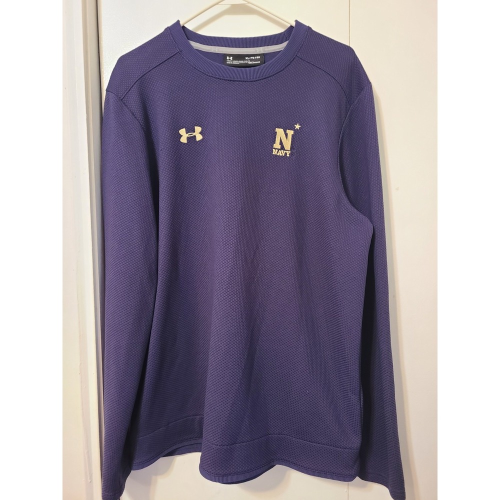 Under Armour Navy Midshipmen Crew Pullover Sweatshirt. Size XL